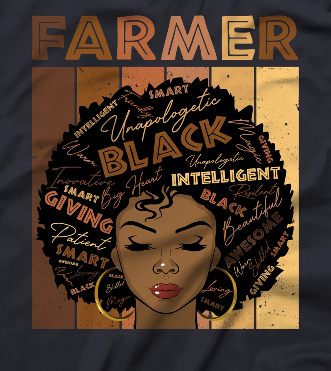 Melanin Farmer Afro Hair Black History Month T-Shirt