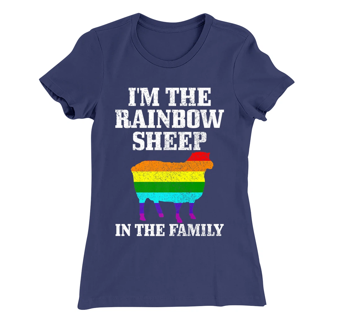 Gay Pride Month Funny LGBTQ Rainbow Flag Sheep Queer T-Shirt, Women T-Shirt