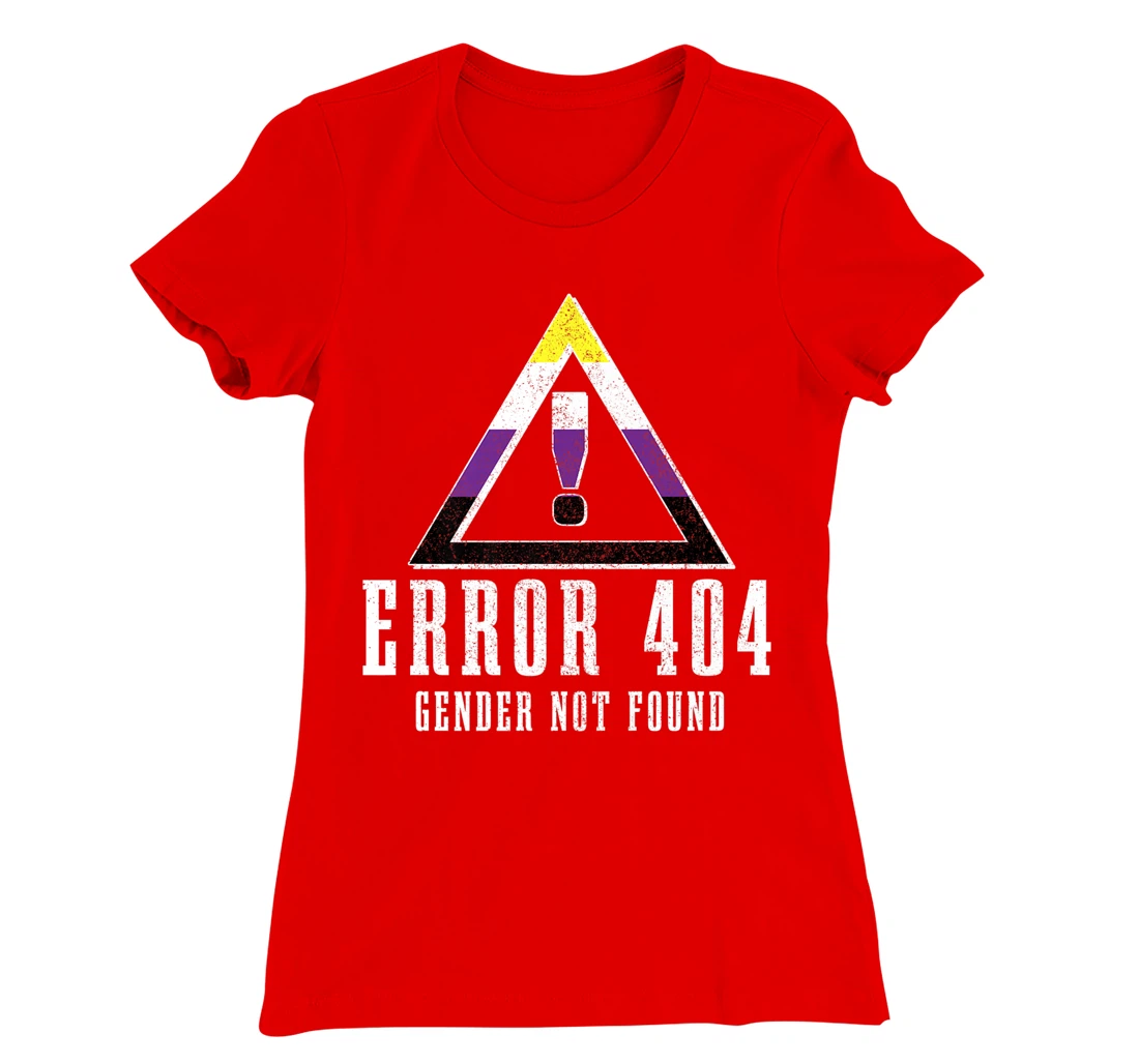 Error 404 Gender Not Found Non Binary Flag Funny LGBTQ Pride T-Shirt, Women T-Shirt