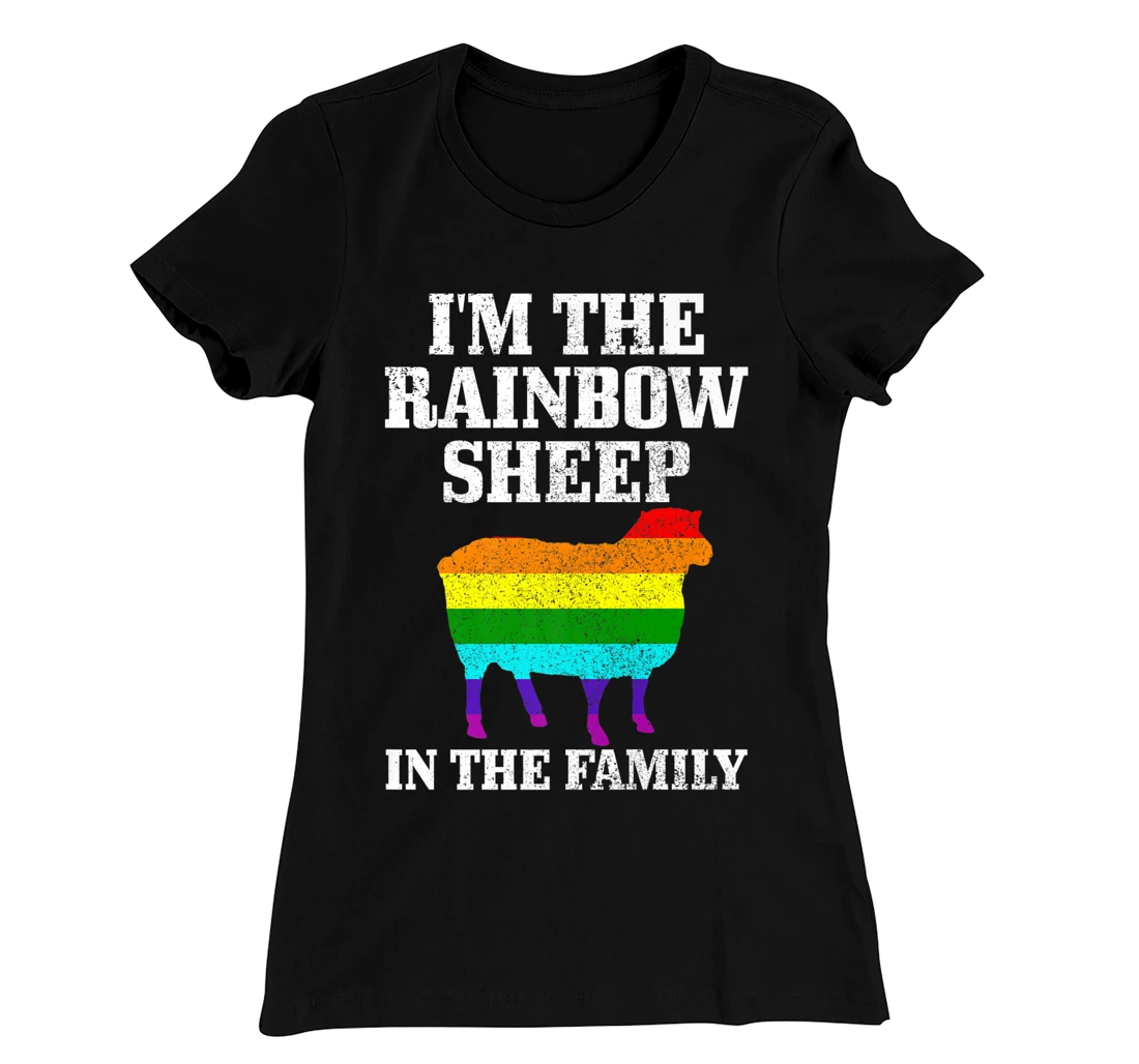 Gay Pride Month Funny LGBTQ Rainbow Flag Sheep Queer T-Shirt, Women T-Shirt