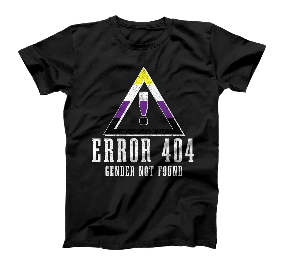 Error 404 Gender Not Found Non Binary Flag Funny LGBTQ Pride T-Shirt, Women T-Shirt