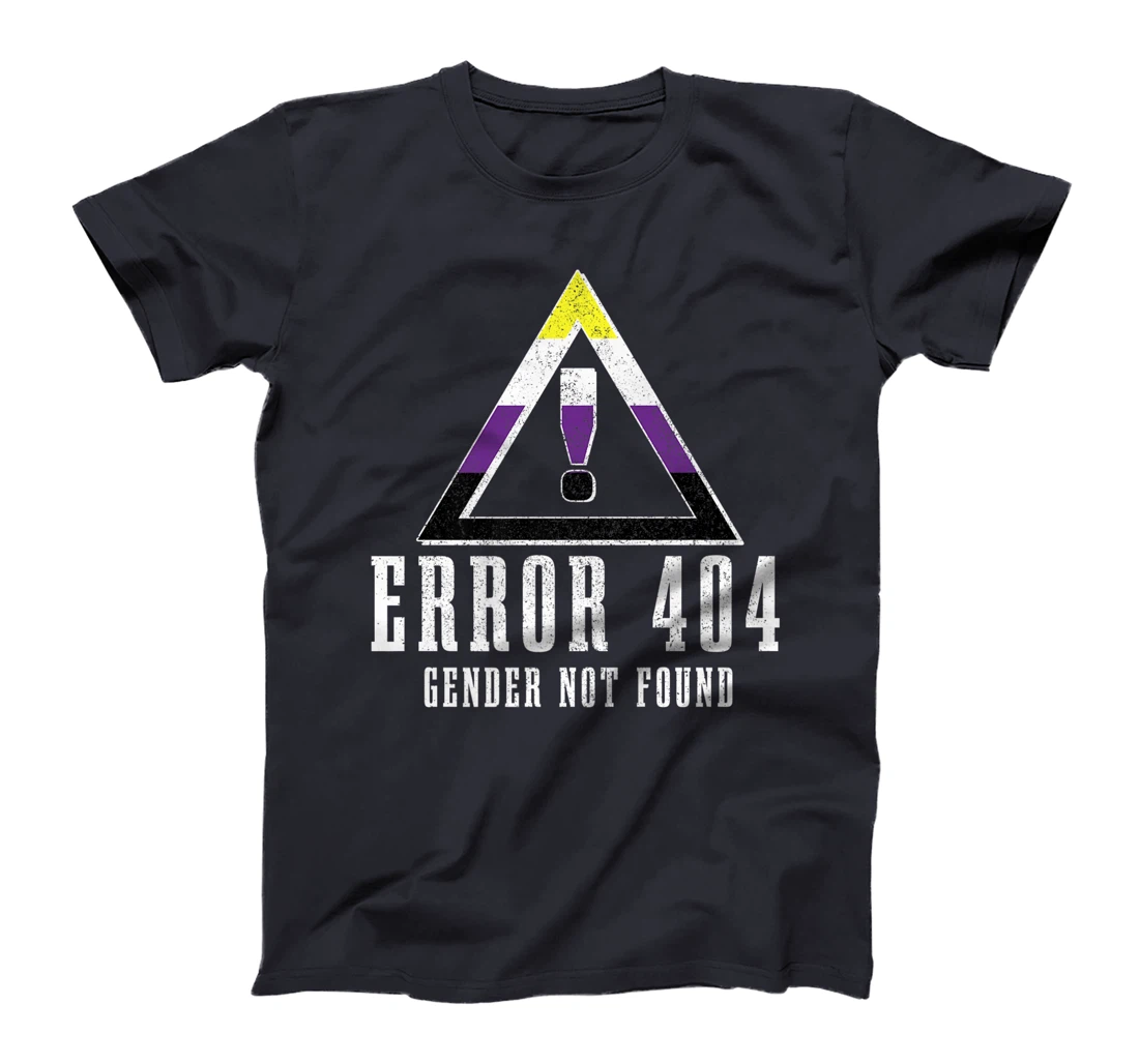Error 404 Gender Not Found Non Binary Flag Funny LGBTQ Pride T-Shirt, Women T-Shirt