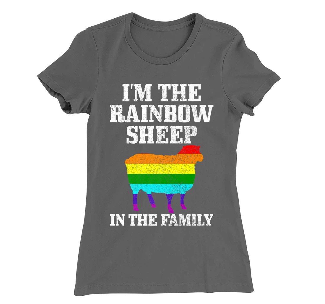 Gay Pride Month Funny LGBTQ Rainbow Flag Sheep Queer T-Shirt, Women T-Shirt