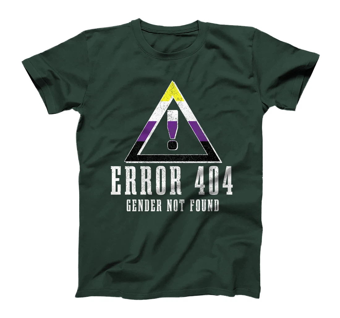 Error 404 Gender Not Found Non Binary Flag Funny LGBTQ Pride T-Shirt, Women T-Shirt