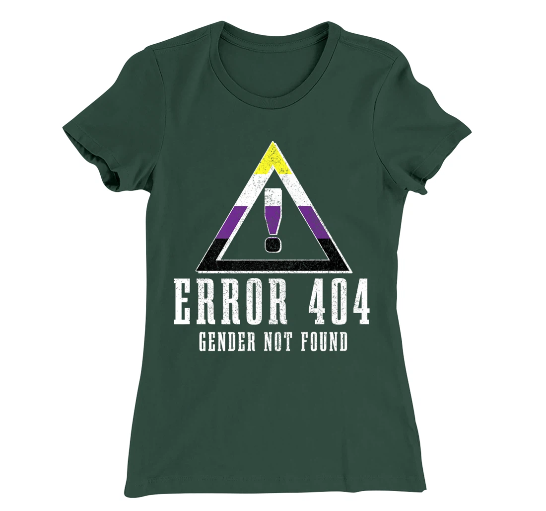 Error 404 Gender Not Found Non Binary Flag Funny LGBTQ Pride T-Shirt, Women T-Shirt