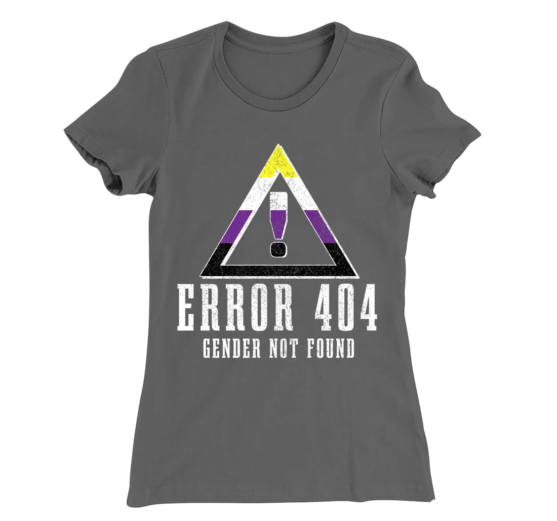 Error 404 Gender Not Found Non Binary Flag Funny LGBTQ Pride T-Shirt, Women T-Shirt