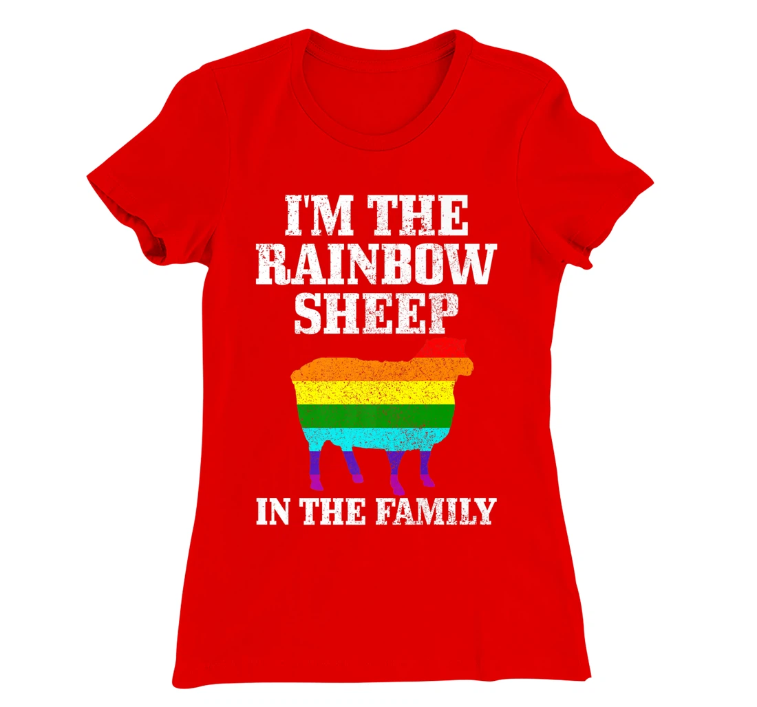 Gay Pride Month Funny LGBTQ Rainbow Flag Sheep Queer T-Shirt, Women T-Shirt