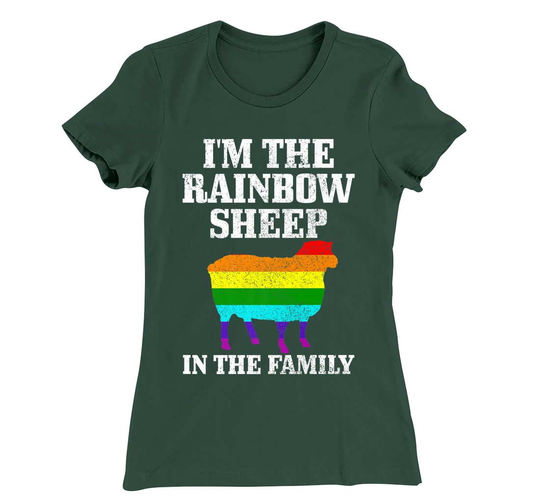 Gay Pride Month Funny LGBTQ Rainbow Flag Sheep Queer T-Shirt, Women T-Shirt