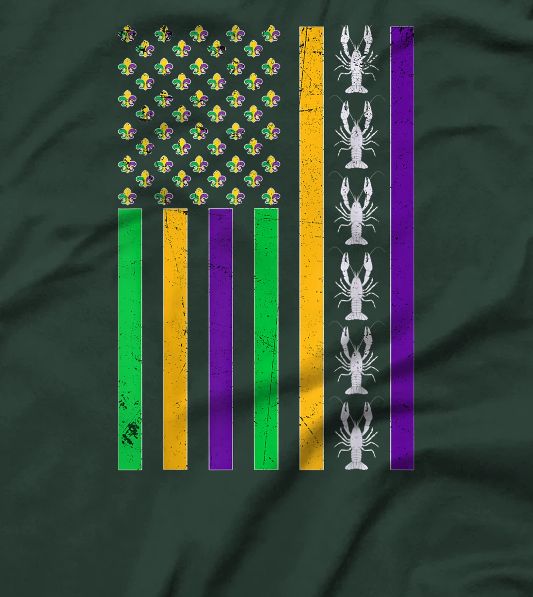 Vintage American Flag Mardi Gras Crawfish Unique Mardi Gras T-Shirt, Kid T-Shirt and Women T-Shirt