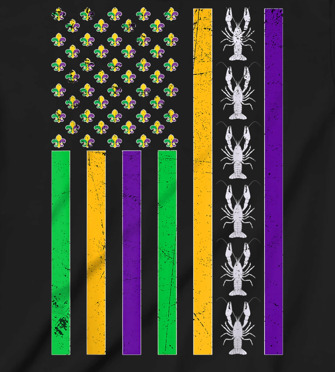 Vintage American Flag Mardi Gras Crawfish Unique Mardi Gras T-Shirt, Kid T-Shirt and Women T-Shirt