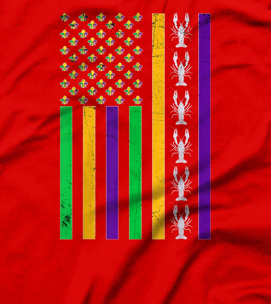 Vintage American Flag Mardi Gras Crawfish Unique Mardi Gras T-Shirt, Kid T-Shirt and Women T-Shirt