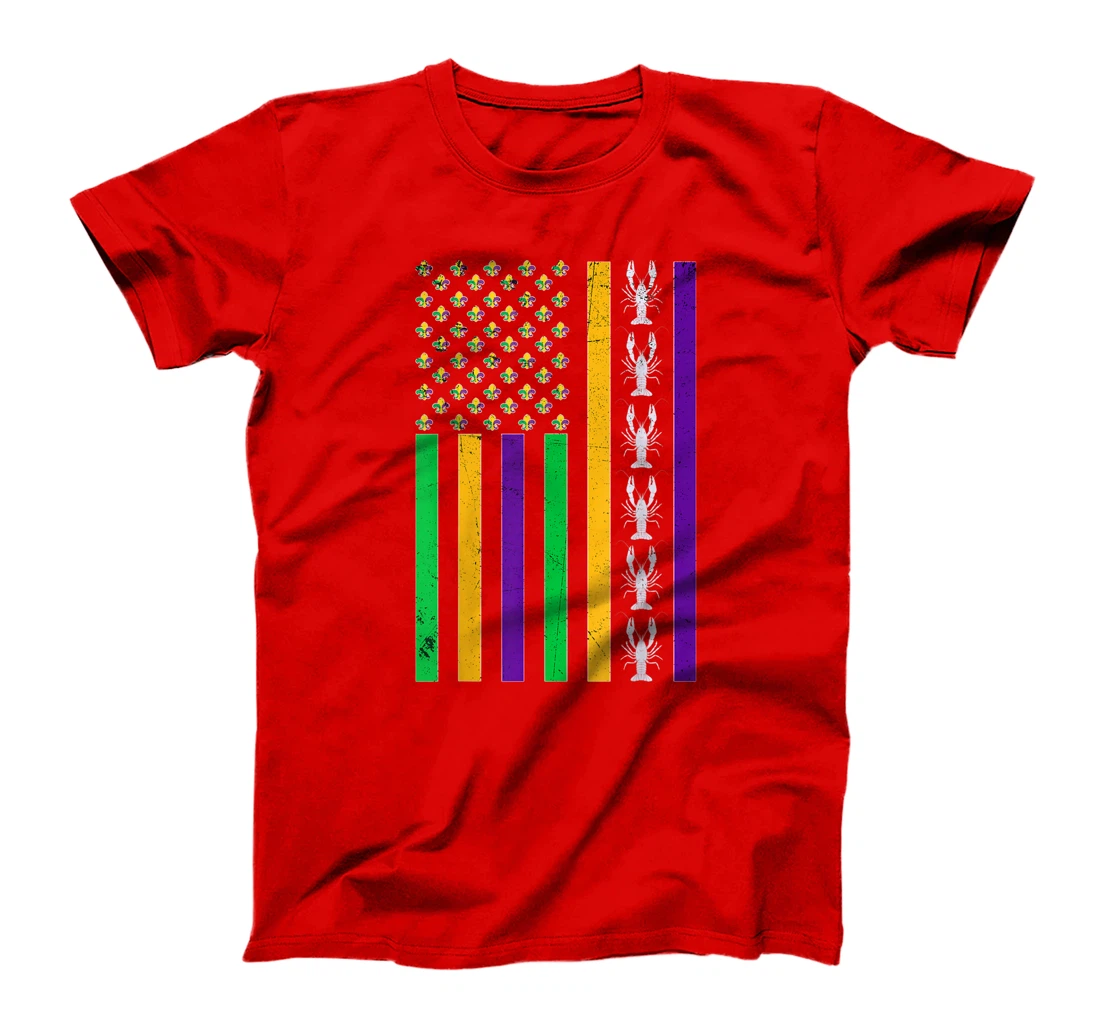 Vintage American Flag Mardi Gras Crawfish Unique Mardi Gras T-Shirt, Kid T-Shirt and Women T-Shirt