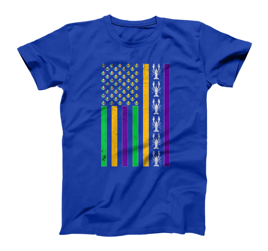 Vintage American Flag Mardi Gras Crawfish Unique Mardi Gras T-Shirt, Kid T-Shirt and Women T-Shirt