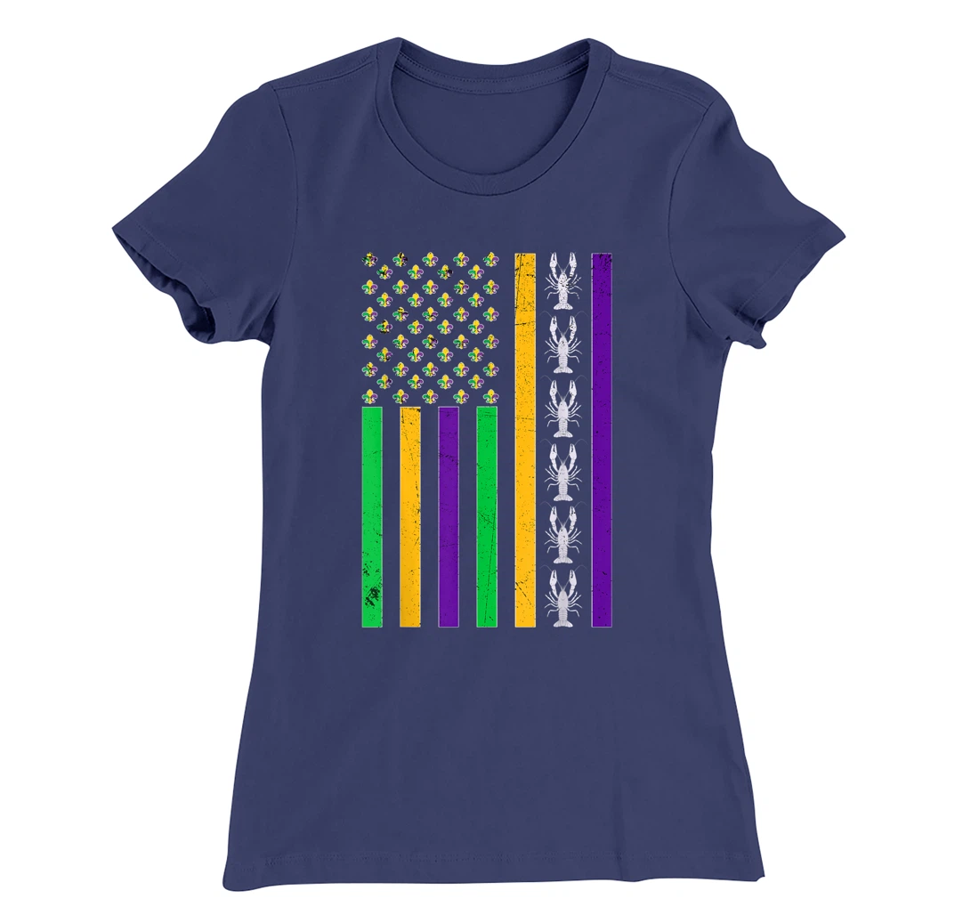 Vintage American Flag Mardi Gras Crawfish Unique Mardi Gras T-Shirt, Kid T-Shirt and Women T-Shirt