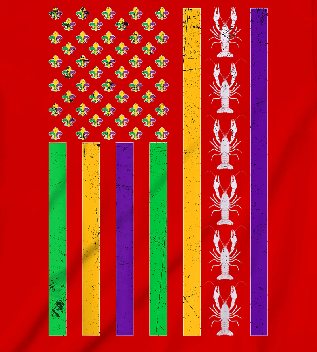 Vintage American Flag Mardi Gras Crawfish Unique Mardi Gras T-Shirt, Kid T-Shirt and Women T-Shirt