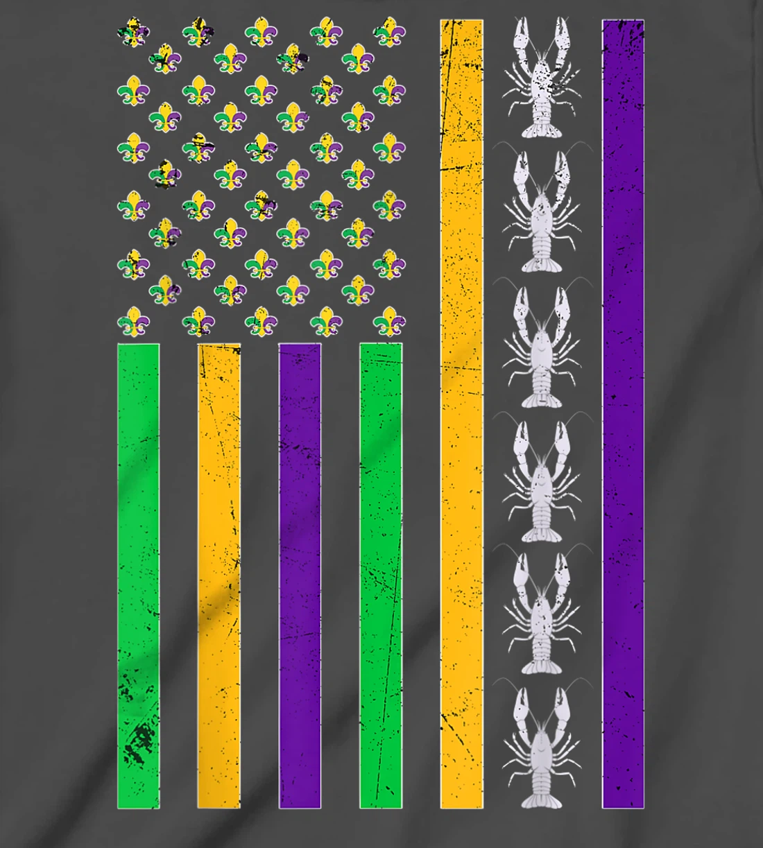Vintage American Flag Mardi Gras Crawfish Unique Mardi Gras T-Shirt, Kid T-Shirt and Women T-Shirt