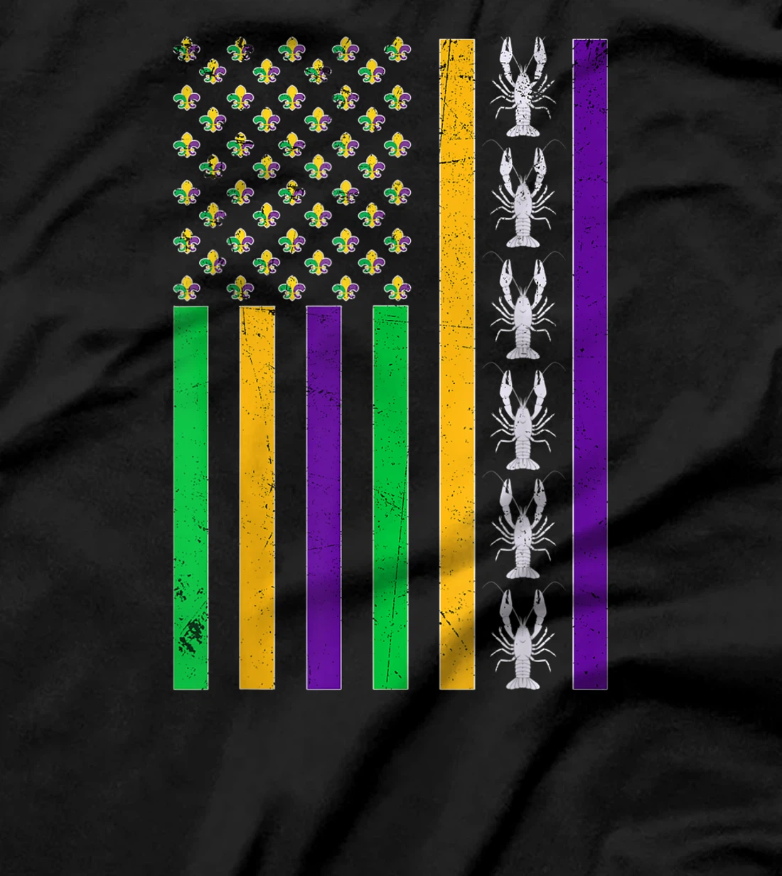 Vintage American Flag Mardi Gras Crawfish Unique Mardi Gras T-Shirt, Kid T-Shirt and Women T-Shirt