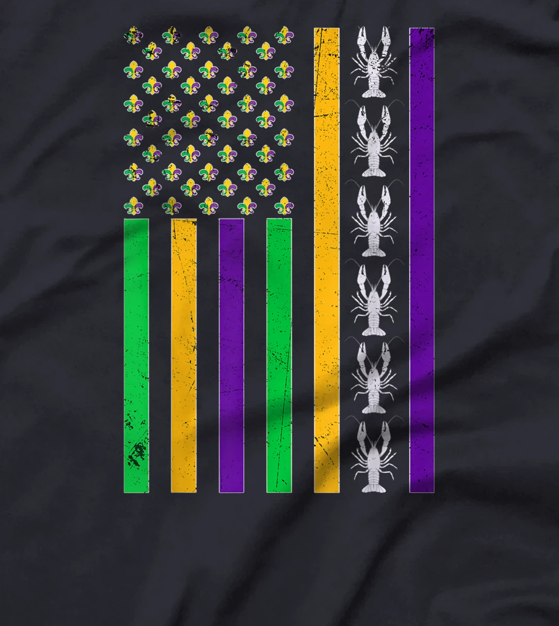 Vintage American Flag Mardi Gras Crawfish Unique Mardi Gras T-Shirt, Kid T-Shirt and Women T-Shirt