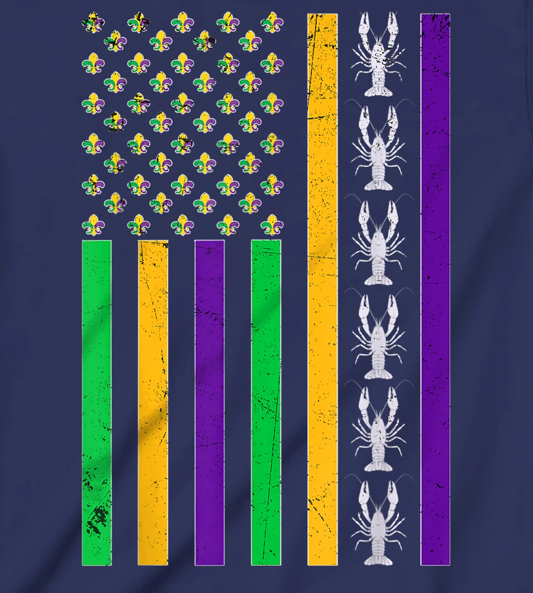 Vintage American Flag Mardi Gras Crawfish Unique Mardi Gras T-Shirt, Kid T-Shirt and Women T-Shirt