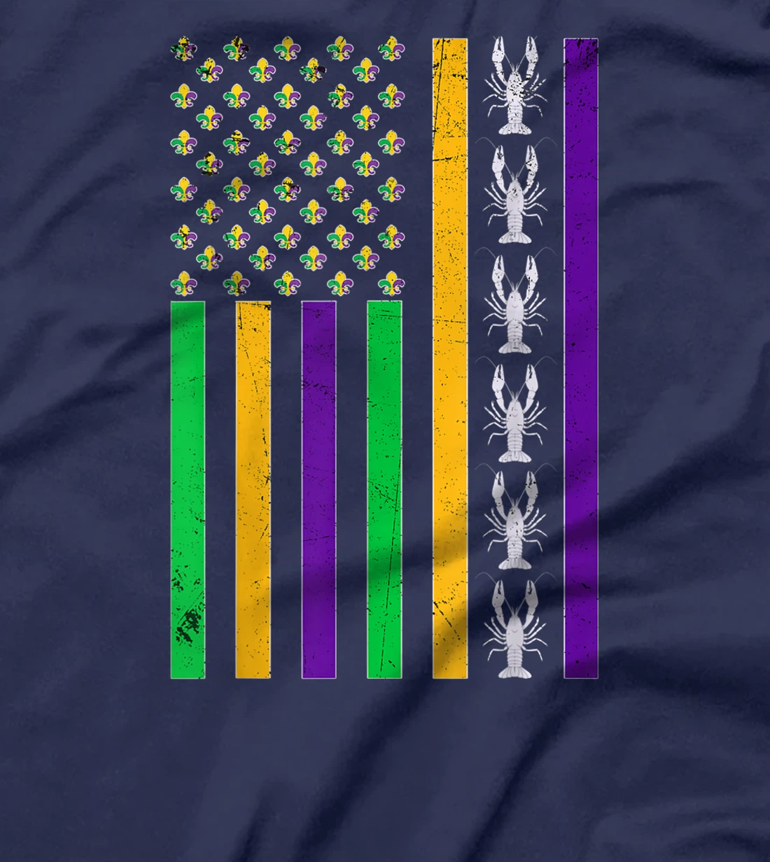 Vintage American Flag Mardi Gras Crawfish Unique Mardi Gras T-Shirt, Kid T-Shirt and Women T-Shirt