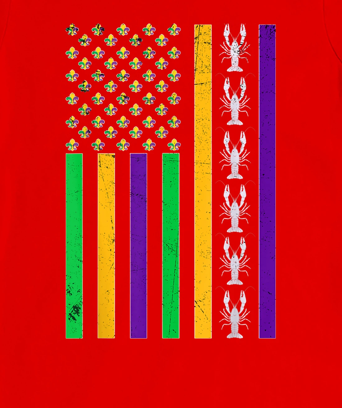 Vintage American Flag Mardi Gras Crawfish Unique Mardi Gras T-Shirt, Kid T-Shirt and Women T-Shirt