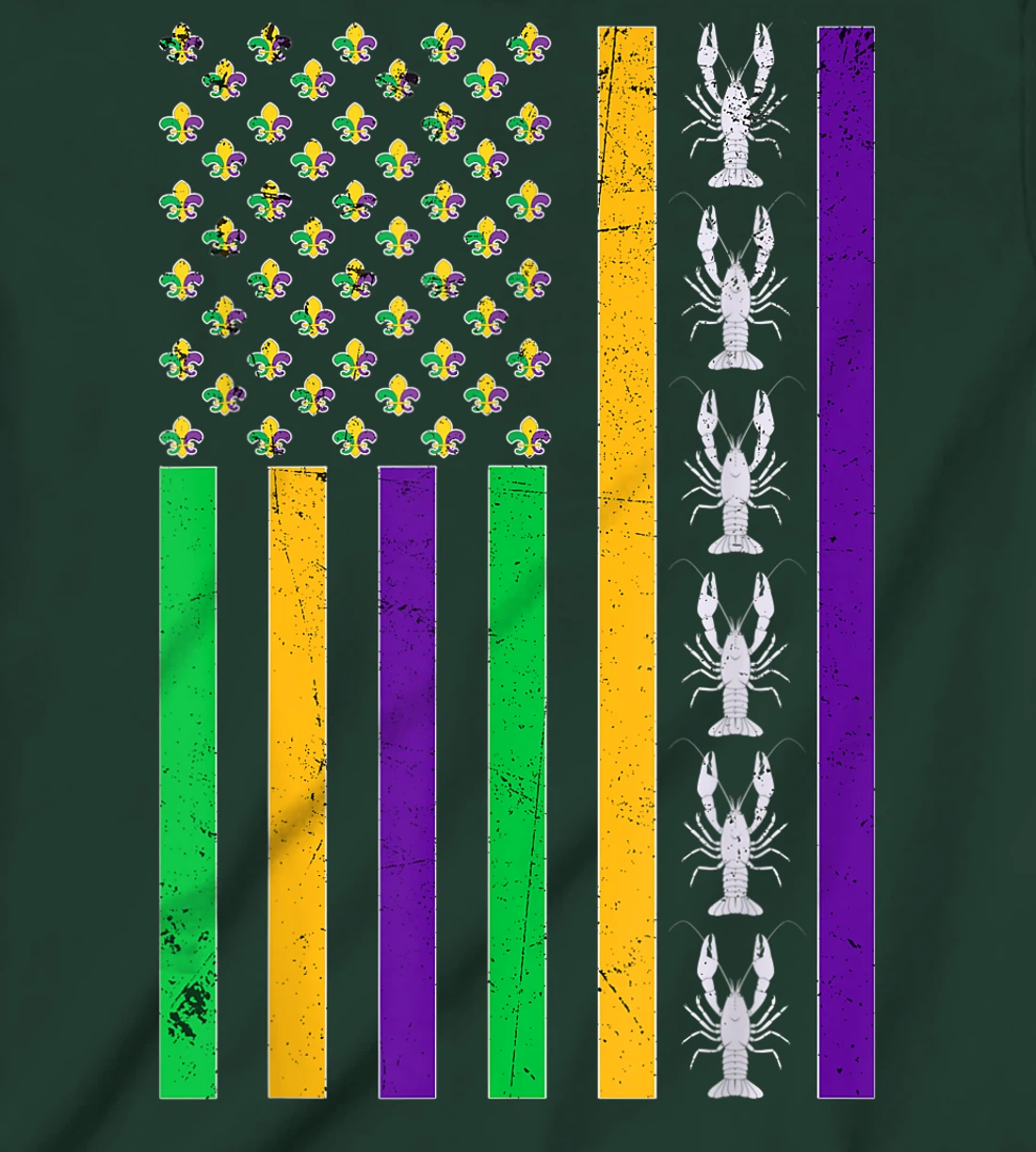 Vintage American Flag Mardi Gras Crawfish Unique Mardi Gras T-Shirt, Kid T-Shirt and Women T-Shirt