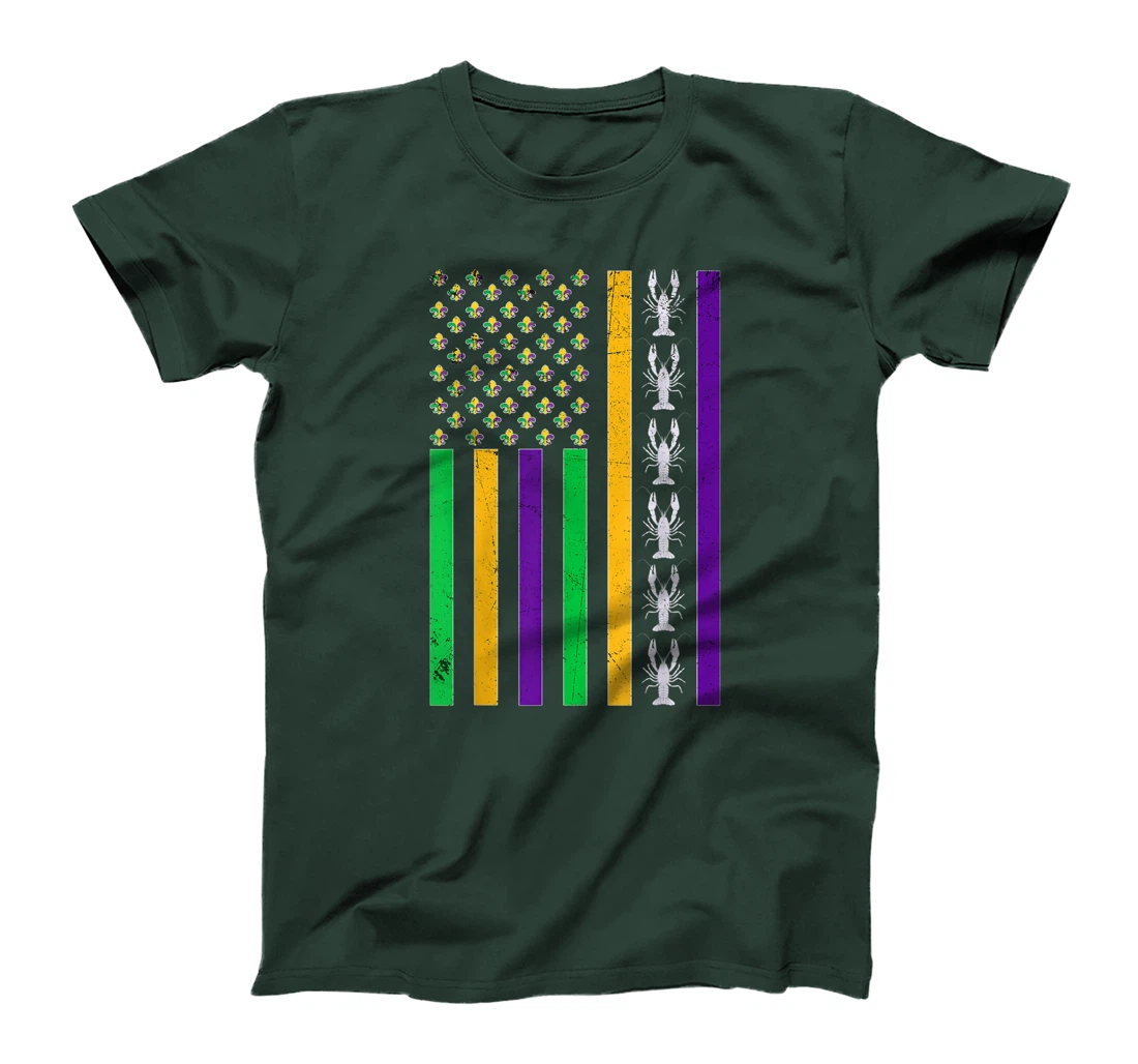 Vintage American Flag Mardi Gras Crawfish Unique Mardi Gras T-Shirt, Kid T-Shirt and Women T-Shirt