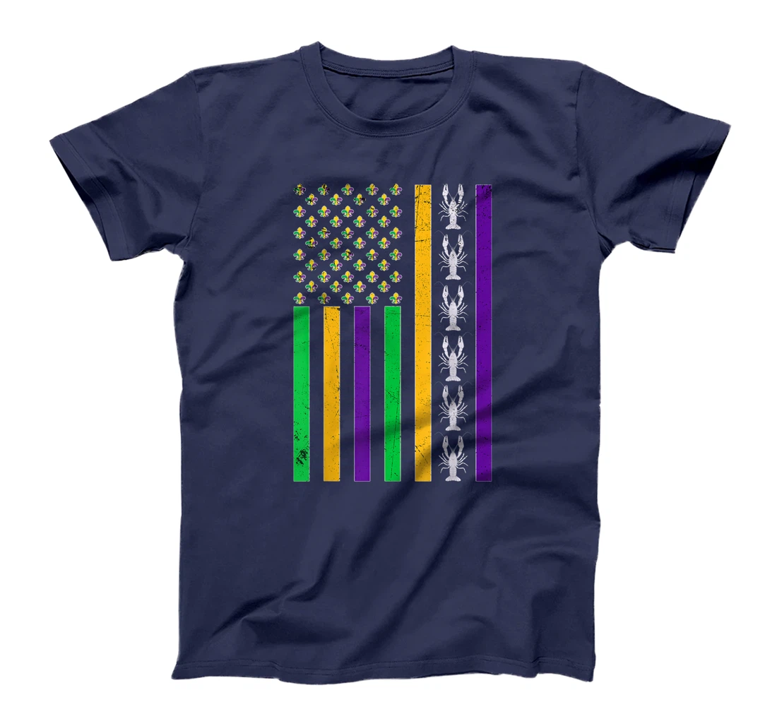 Vintage American Flag Mardi Gras Crawfish Unique Mardi Gras T-Shirt, Kid T-Shirt and Women T-Shirt