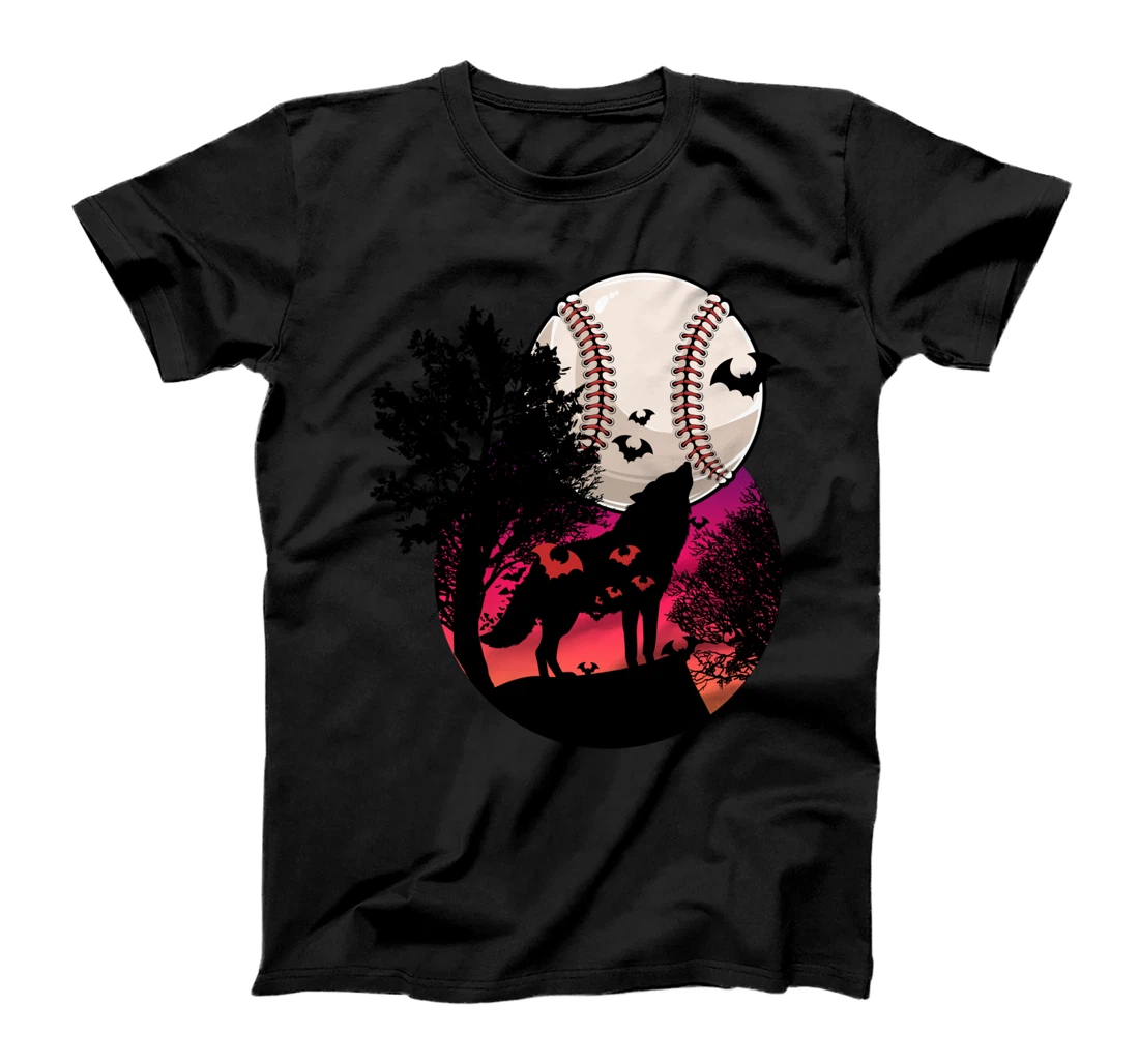 Baseball Moon Wolf Cool Sports Player Fan Pitcher Catcher T-Shirt