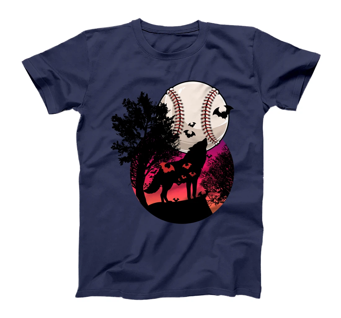 Baseball Moon Wolf Cool Sports Player Fan Pitcher Catcher T-Shirt