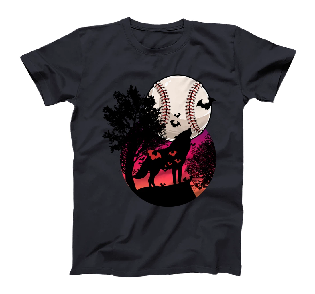 Baseball Moon Wolf Cool Sports Player Fan Pitcher Catcher T-Shirt