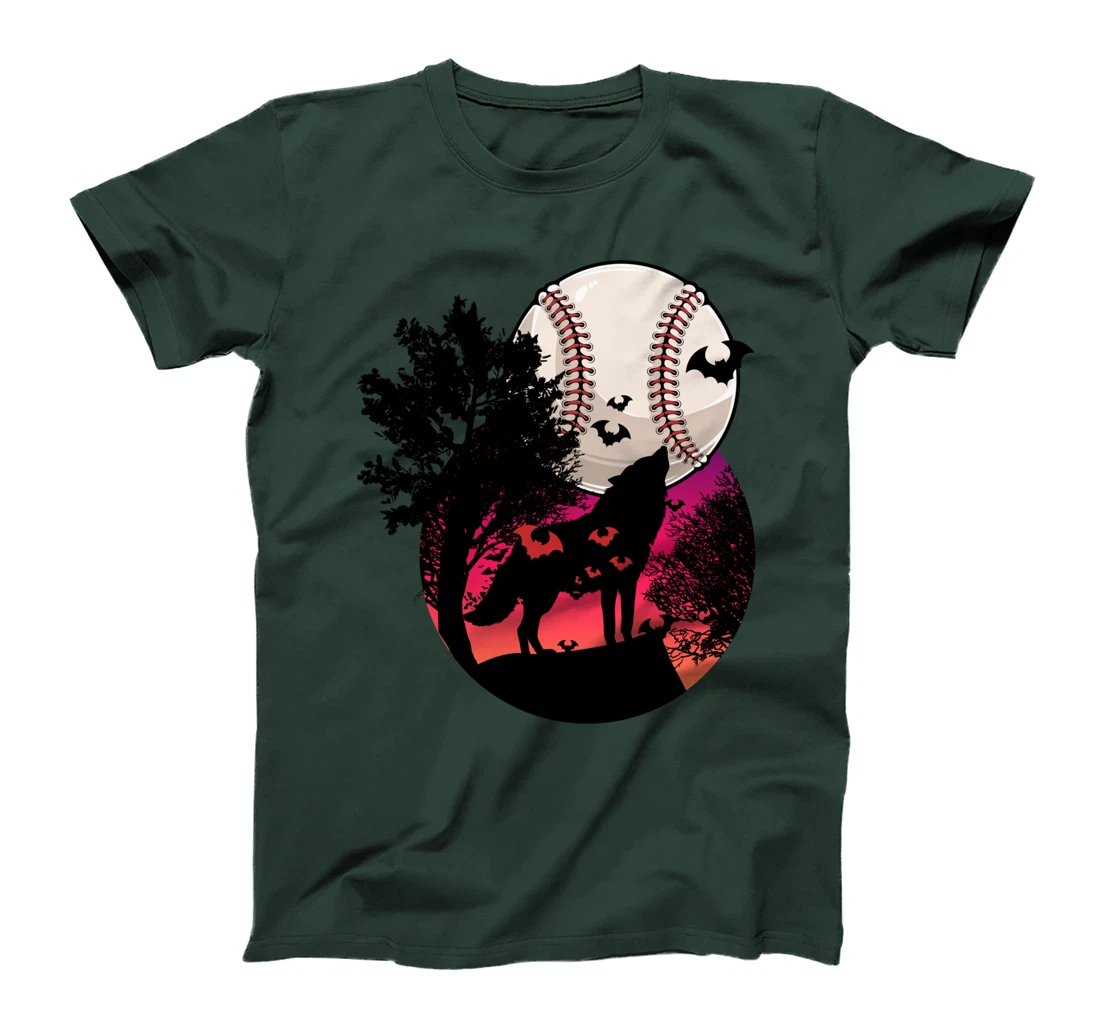 Baseball Moon Wolf Cool Sports Player Fan Pitcher Catcher T-Shirt