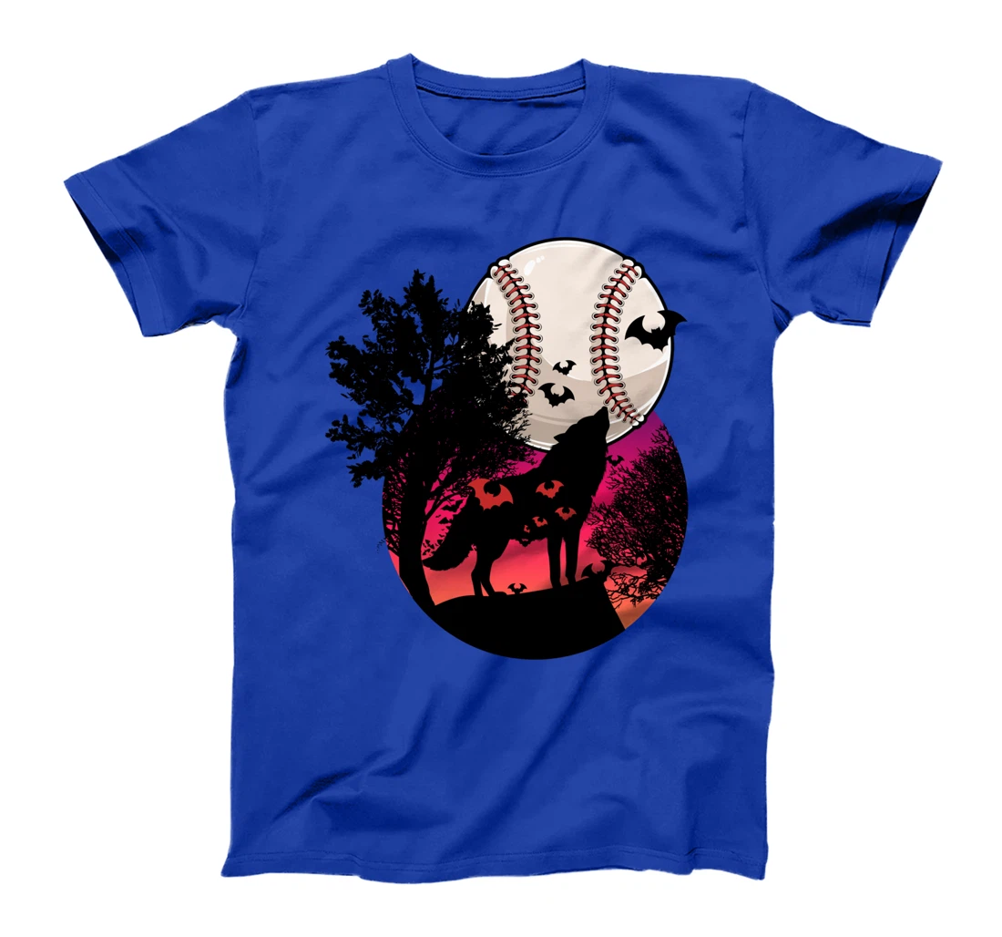 Baseball Moon Wolf Cool Sports Player Fan Pitcher Catcher T-Shirt