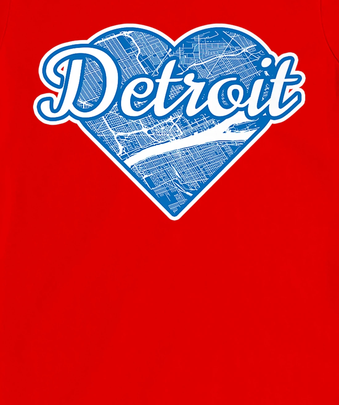 Cute I Love Detroit Blue Street Map Heart T-Shirt, Kid T-Shirt and Women T-Shirt