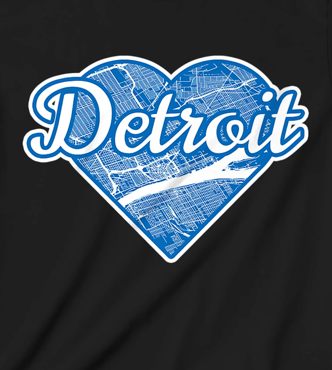 Cute I Love Detroit Blue Street Map Heart T-Shirt, Kid T-Shirt and Women T-Shirt