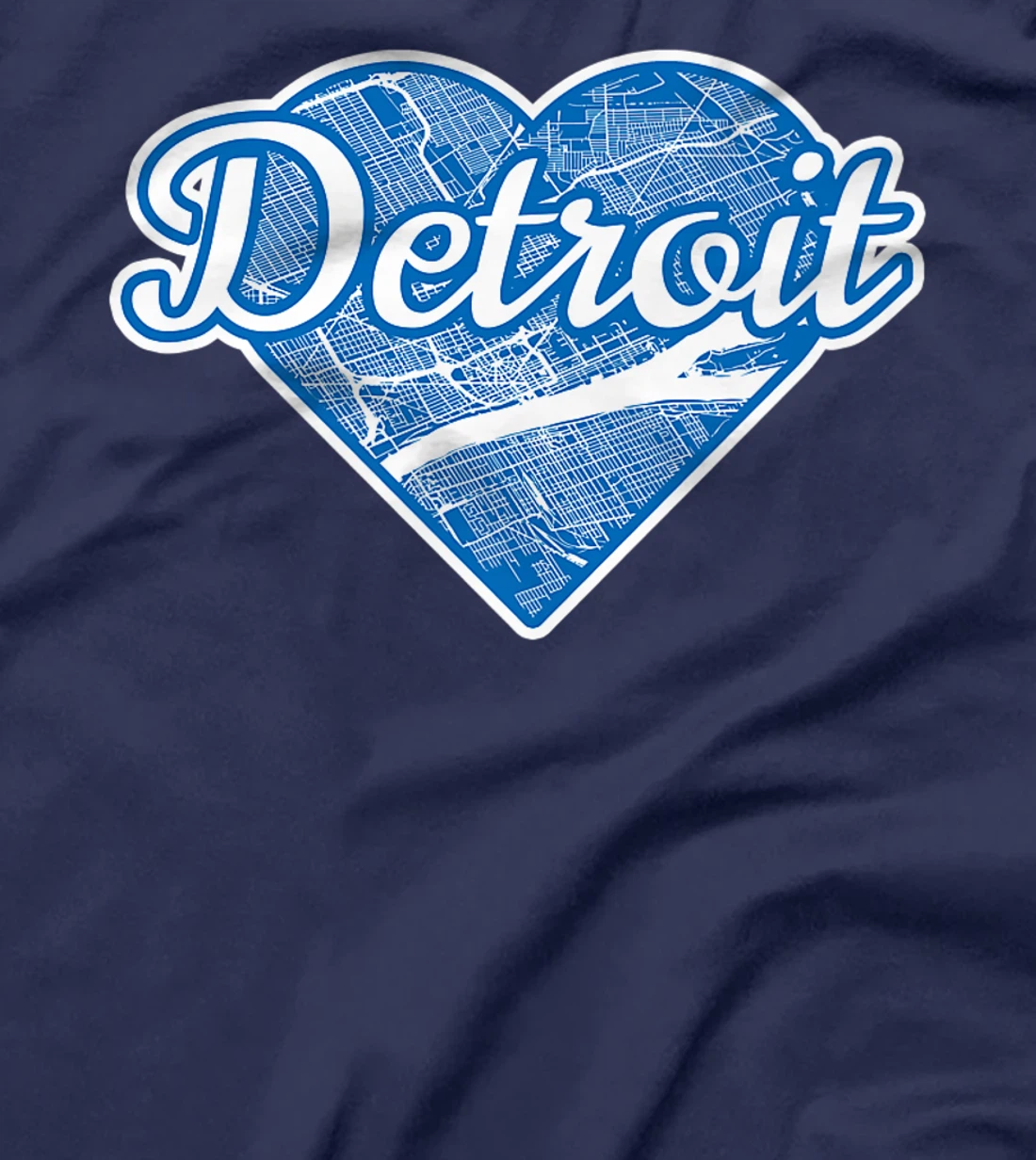 Cute I Love Detroit Blue Street Map Heart T-Shirt, Kid T-Shirt and Women T-Shirt
