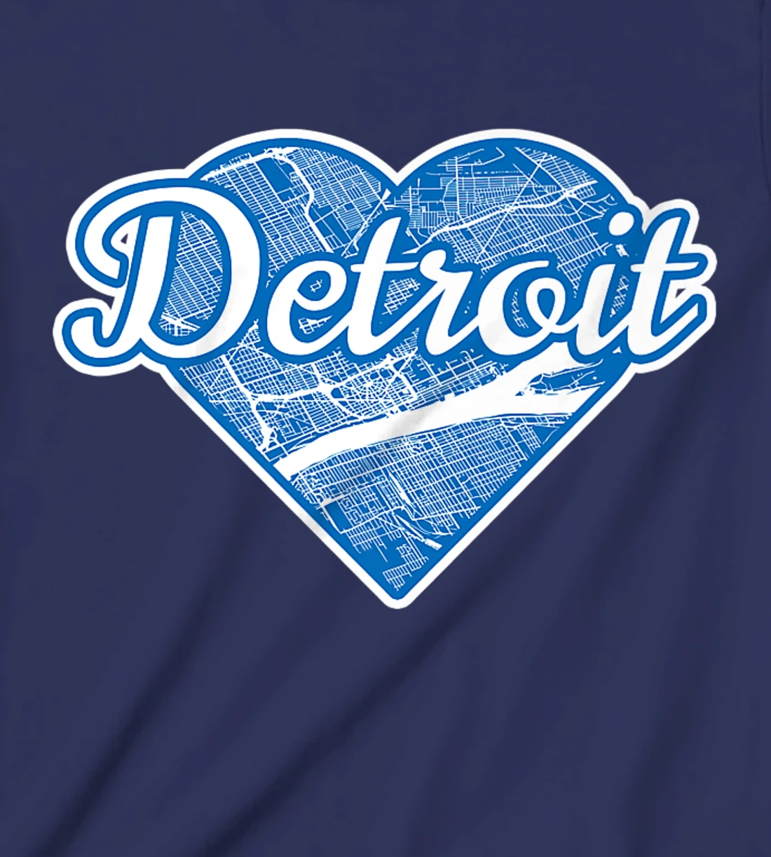 Cute I Love Detroit Blue Street Map Heart T-Shirt, Kid T-Shirt and Women T-Shirt