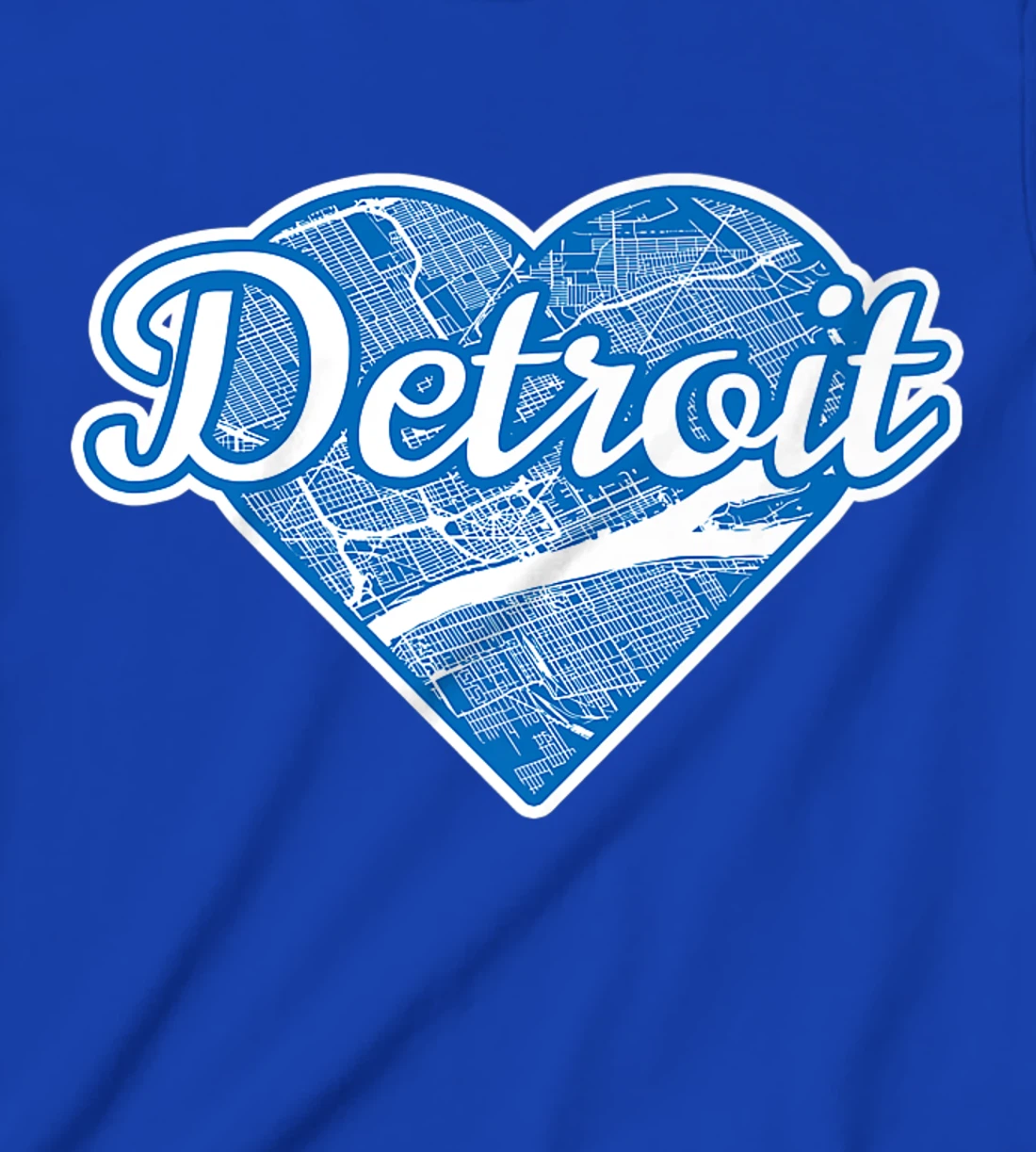 Cute I Love Detroit Blue Street Map Heart T-Shirt, Kid T-Shirt and Women T-Shirt