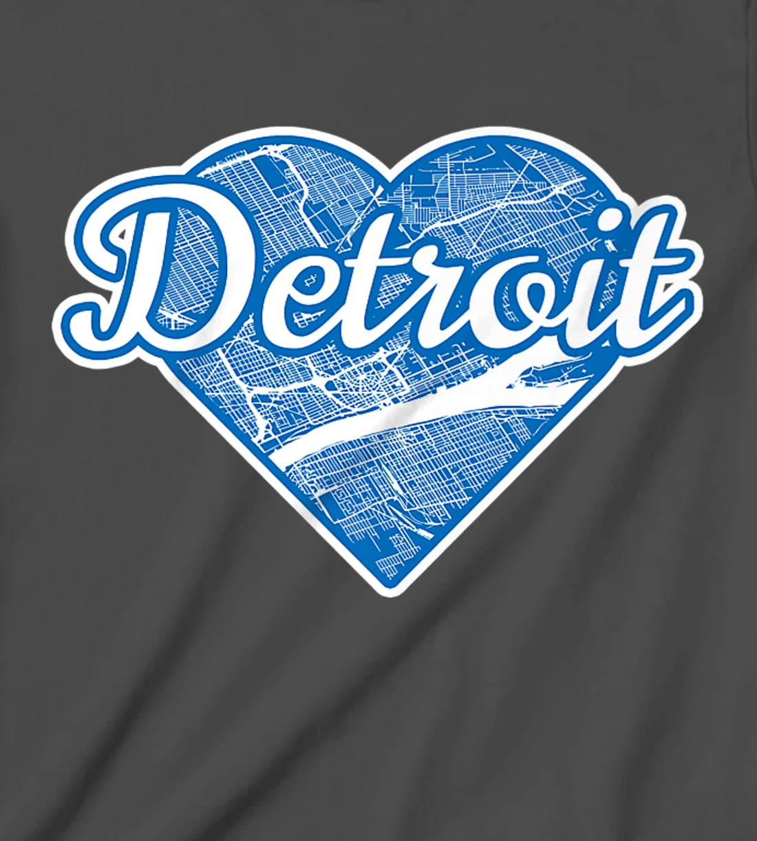 Cute I Love Detroit Blue Street Map Heart T-Shirt, Kid T-Shirt and Women T-Shirt
