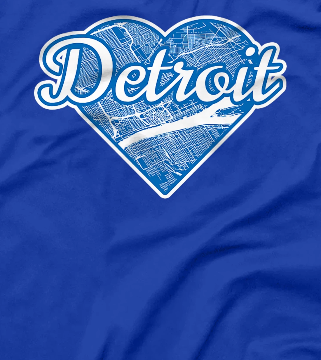 Cute I Love Detroit Blue Street Map Heart T-Shirt, Kid T-Shirt and Women T-Shirt