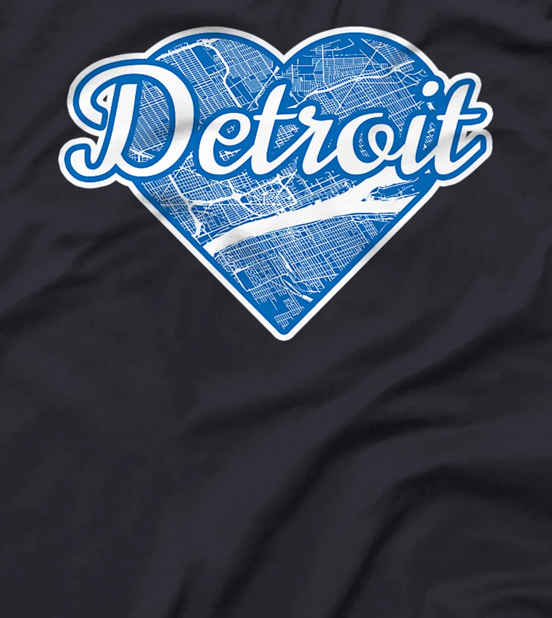 Cute I Love Detroit Blue Street Map Heart T-Shirt, Kid T-Shirt and Women T-Shirt