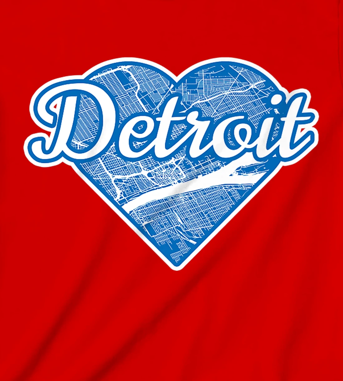 Cute I Love Detroit Blue Street Map Heart T-Shirt, Kid T-Shirt and Women T-Shirt