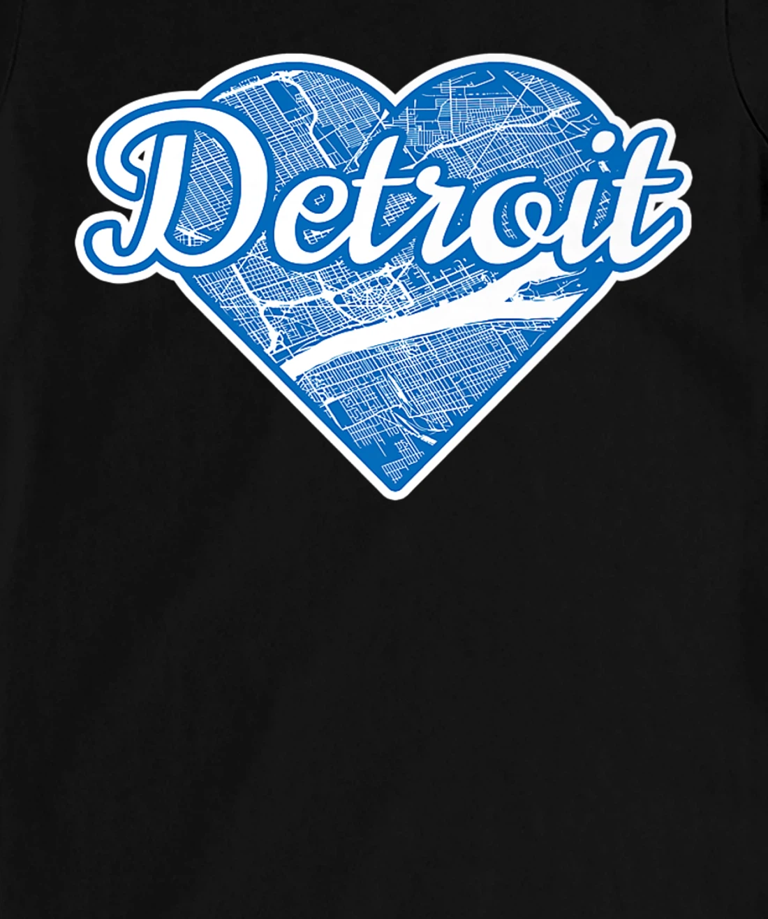 Cute I Love Detroit Blue Street Map Heart T-Shirt, Kid T-Shirt and Women T-Shirt