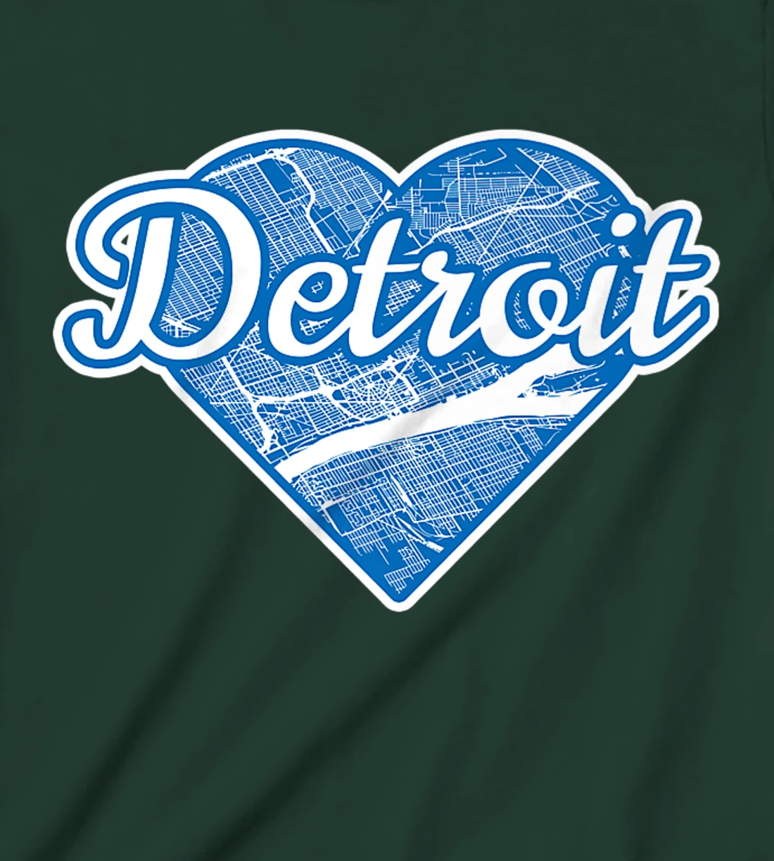Cute I Love Detroit Blue Street Map Heart T-Shirt, Kid T-Shirt and Women T-Shirt
