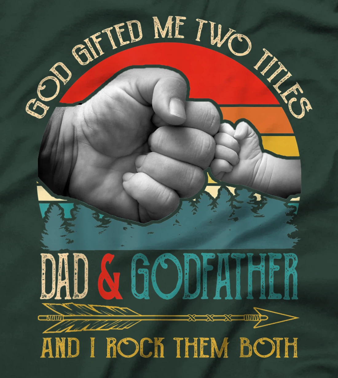 Mens God Gifted Me Two Titles Dad And Godfather Funny Godfather T-Shirt