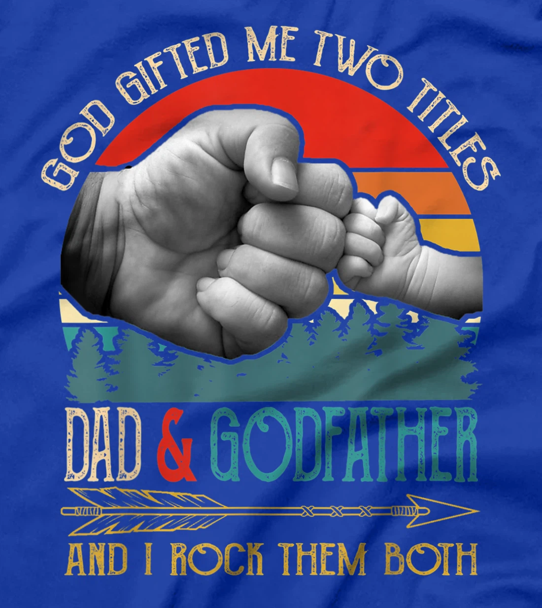 Mens God Gifted Me Two Titles Dad And Godfather Funny Godfather T-Shirt
