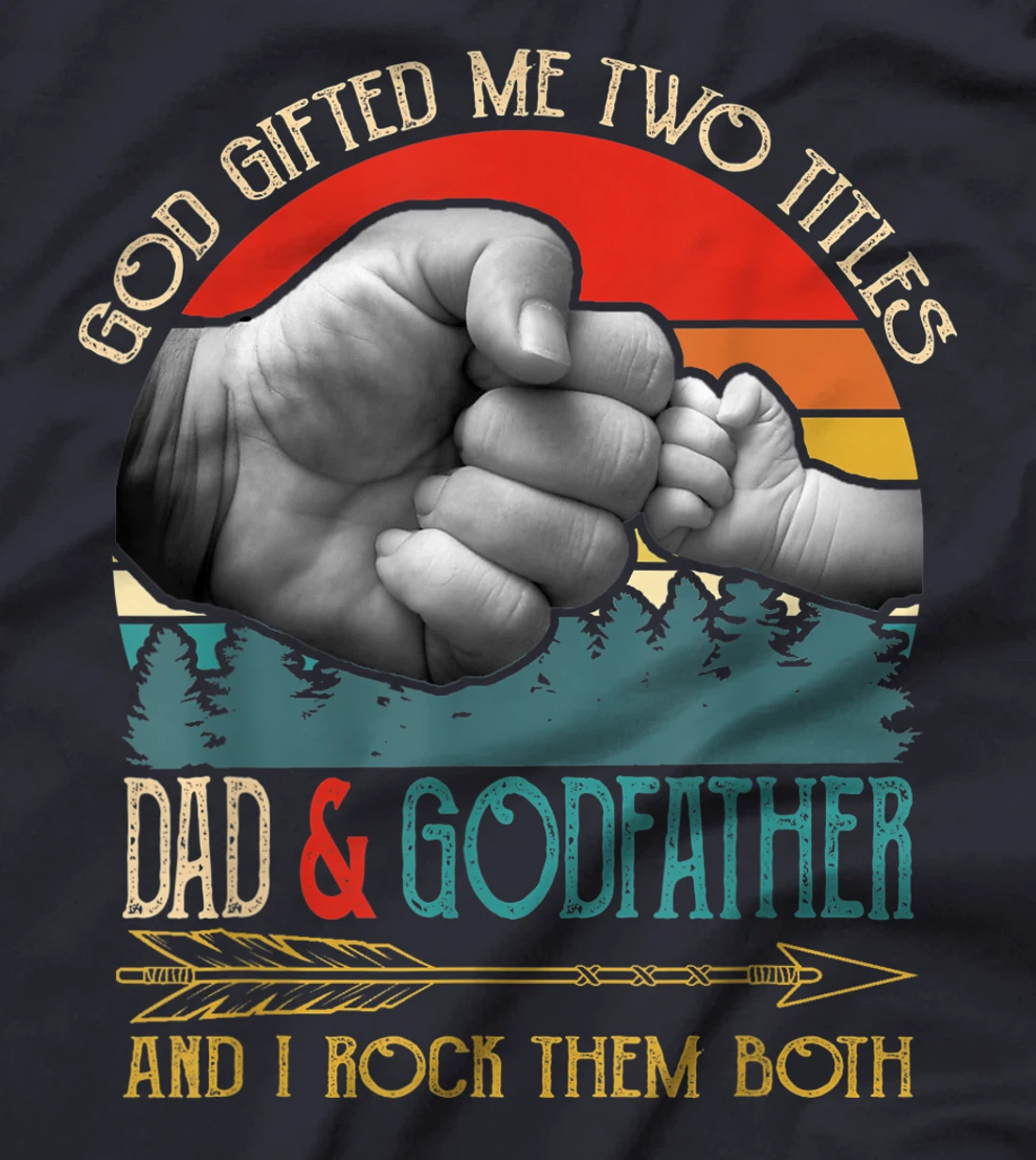 Mens God Gifted Me Two Titles Dad And Godfather Funny Godfather T-Shirt