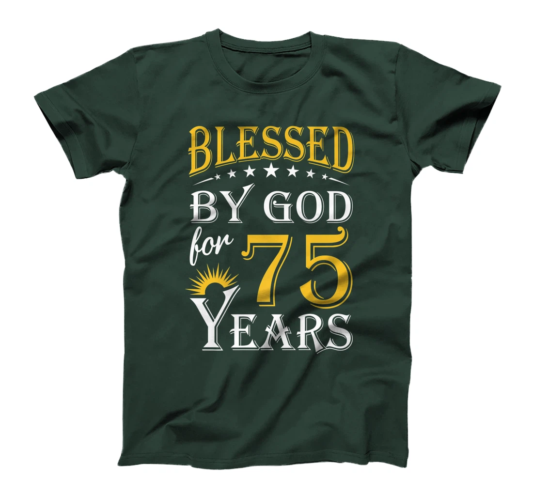 Vintage Blessed by God for 75 years Happy 75th Birthday Premium T-Shirt