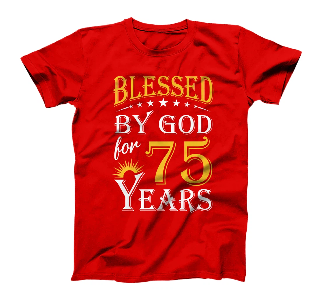 Vintage Blessed by God for 75 years Happy 75th Birthday Premium T-Shirt