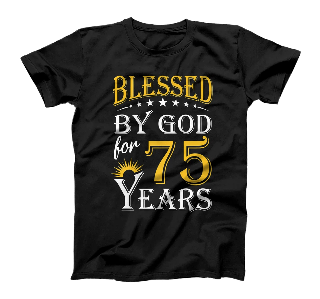 Vintage Blessed by God for 75 years Happy 75th Birthday Premium T-Shirt